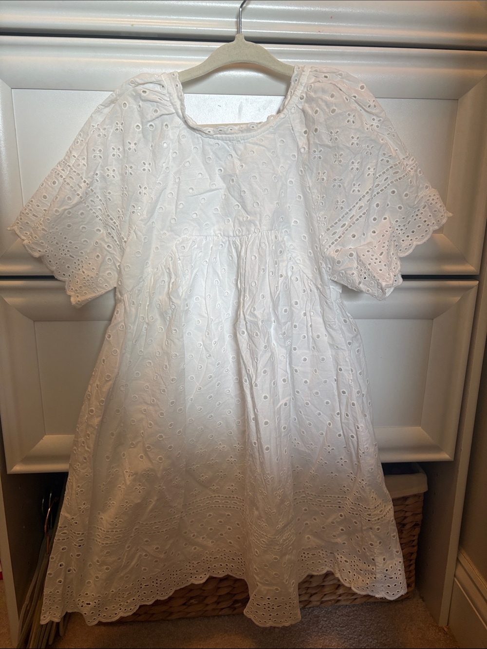 Zara White Eyelet Cotton Girls' Dress